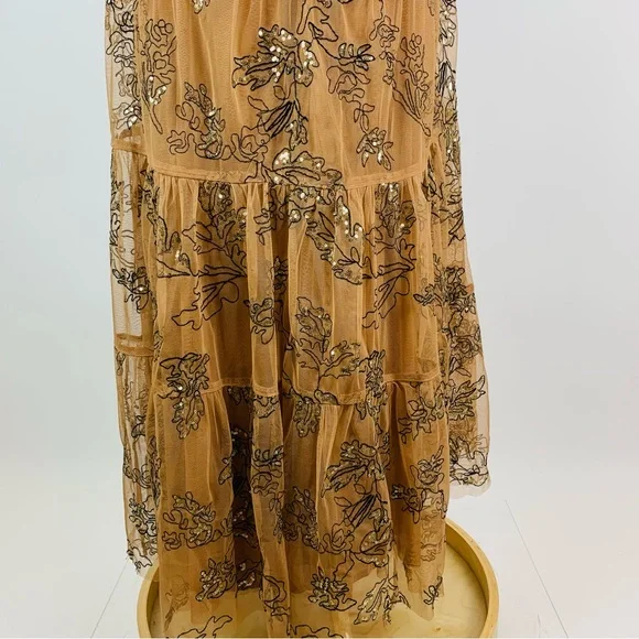 Anthropologie Bloggers Favorite Sequin Tulle Maxi Dress Small - Picture 6 of 14